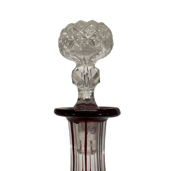 ANTIQUE Egermann Czech Bohemian Crystal Decanter INTAGLIO Cut To Clear Noveau - Picture 4 of 10